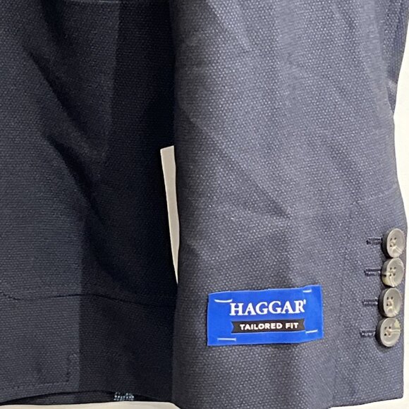 Haggar Blazer Mens L 44-46 Blue Micro Dot Tailored Fit Sports Coat Smart Wash - Picture 3 of 13